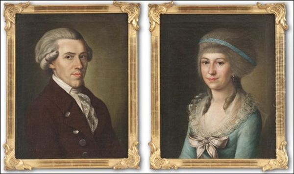 Portrait Of A Man (+ Portrait Of A Woman; Pair) Oil Painting by Benjamin Patersson