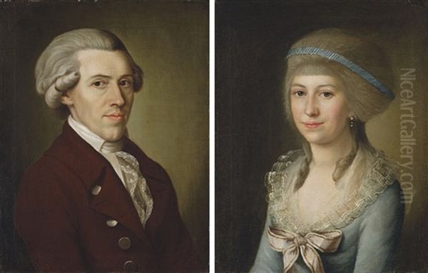 Portrait Of A Gentleman (+ Portrait Of A Lady; 2 Works) Oil Painting by Benjamin Patersson