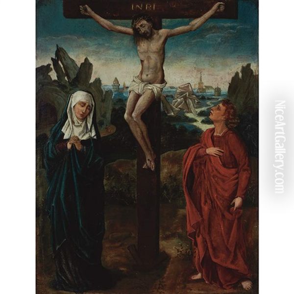 Crucifixion With The Virgin And St. John The Evangelist Oil Painting by Joachim Patinir