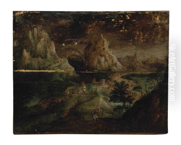 A Mountainous Landscape With Saint Jerome And His Lion Oil Painting by Joachim Patinir