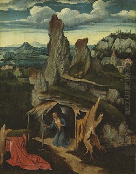 Saint Jerome In The Wilderness Oil Painting by Joachim Patinir