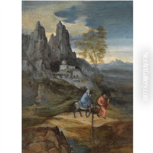 The Flight Into Egypt Oil Painting by Joachim Patinir