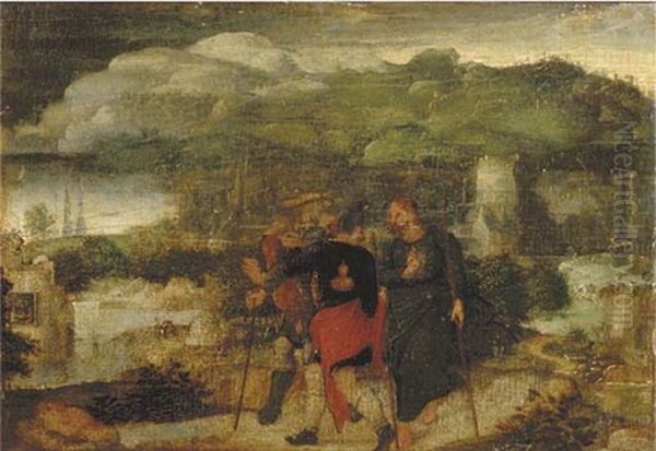 Christ On The Road To Emmaus Oil Painting by Joachim Patinir