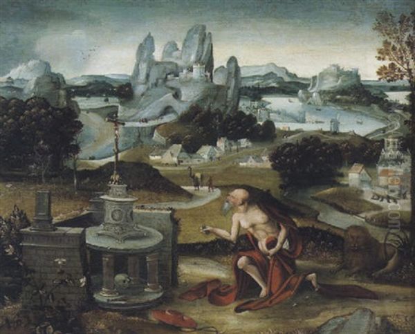 Der Heilige Hieronymus In Einer Landschaft Oil Painting by Joachim Patinir