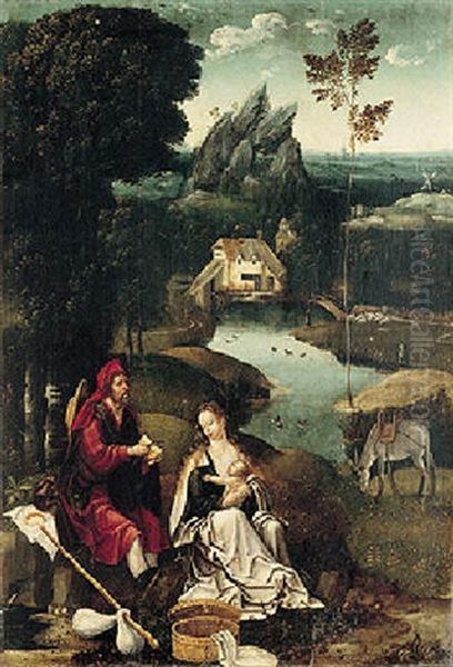 The Rest On The Flight Into Egypt Oil Painting by Joachim Patinir