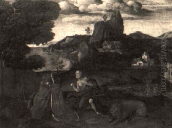 St. Jerome In A Landscape Oil Painting by Joachim Patinir