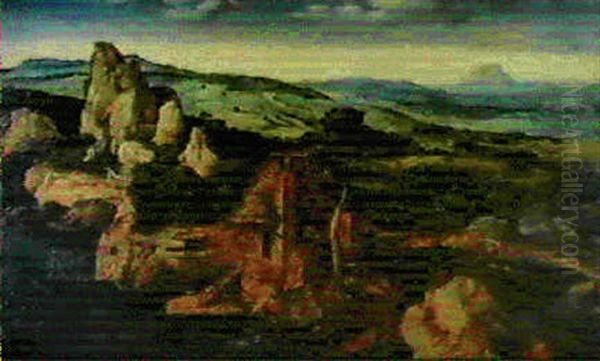 Saint Paul Ermite Et Saint Antoine Abbe Dans Un Paysage De  Montagne Oil Painting by Joachim Patinir