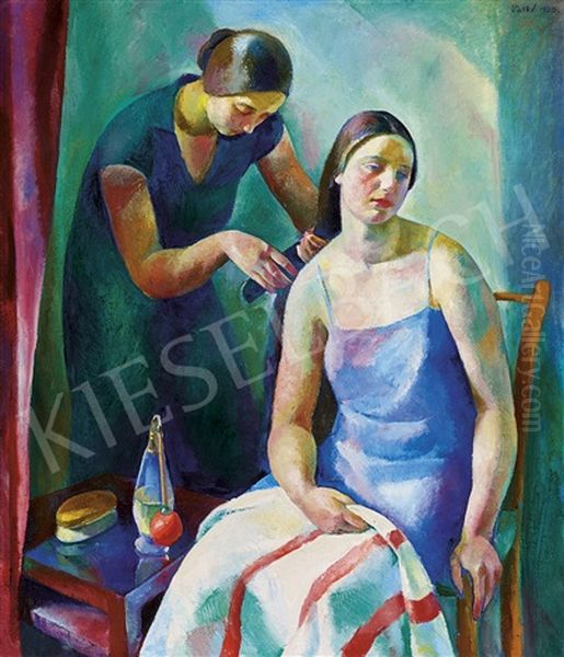 Combing (toilette) Oil Painting by Karoly Patko