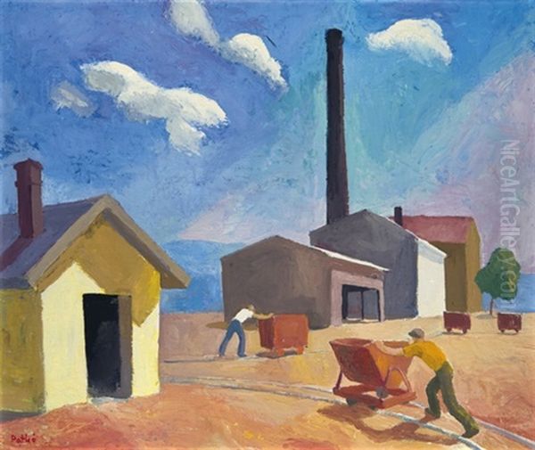 Brick-yard (factory) Oil Painting by Karoly Patko