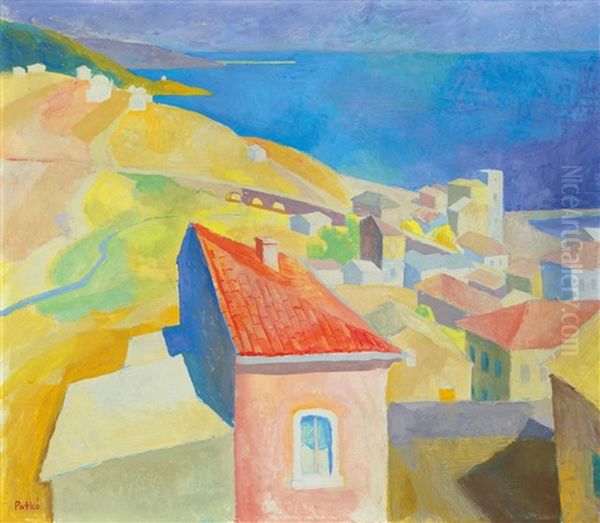 Italian Coast Oil Painting by Karoly Patko