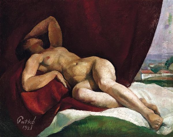 Nude Lying Oil Painting by Karoly Patko