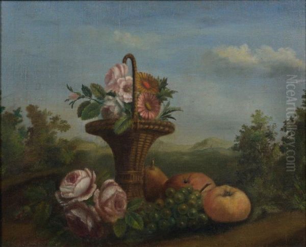 Fleurs Et Fruits Huile Sur Toile Oil Painting by Arnoldus Bloemers