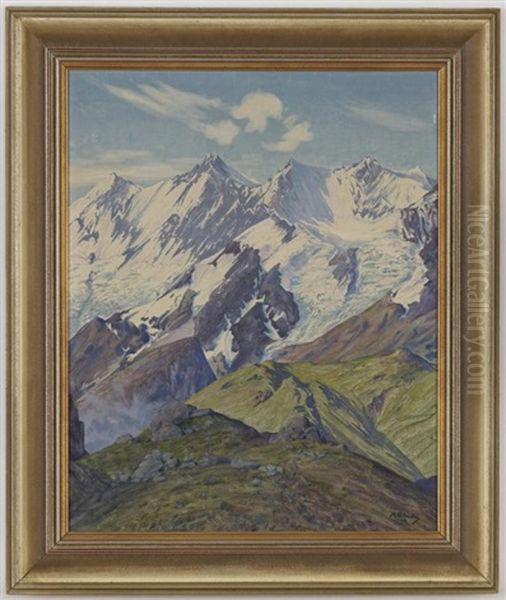 Les Mischabels Et Le Fletschhorn Oil Painting by Remo Patocchi