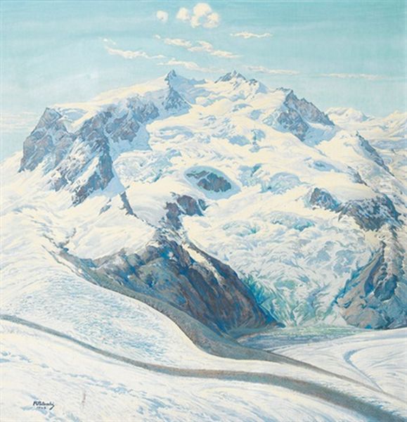 Das Monte Rosa-massiv Mit Dufourspitze Und Nordend Oil Painting by Remo Patocchi