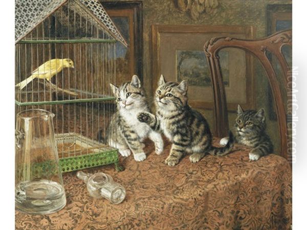 While The Cat's Away Oil Painting by Frank Paton