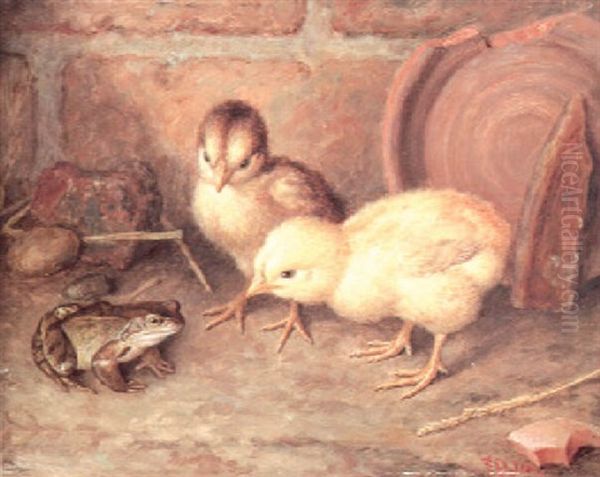 You're No Chicken Oil Painting by Frank Paton