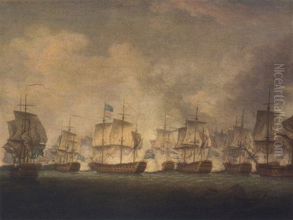 The Battle Of The Dogger Bank, 5th August, 1781 Oil Painting by Richard Paton