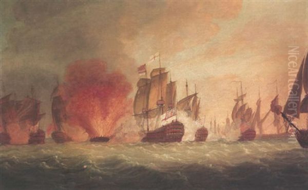 The Battle Of Cape St. Vincent Jan.16th, 1780 Oil Painting by Richard Paton