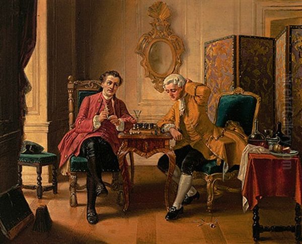 Im Einem Salon Spielen Elegante Herren Im Habit Des 18. Jh. Schach Oil Painting by Sir Joseph Noel Paton