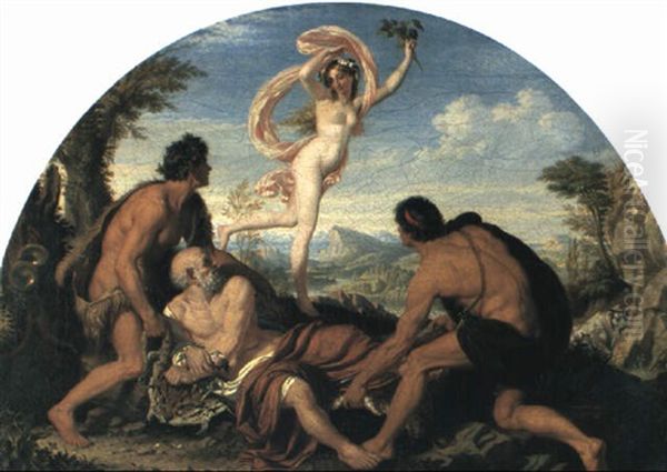 Silenus And The Nymph Aegle Oil Painting by Sir Joseph Noel Paton