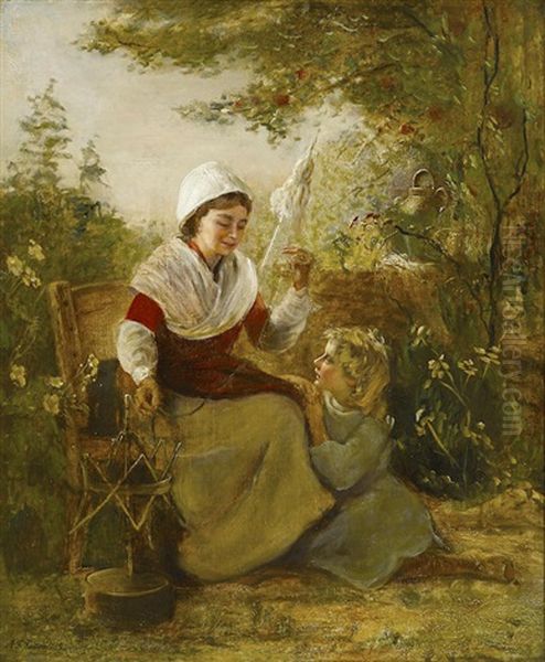 A Portrait Of A Mother And Child Oil Painting by Alfred Fowler Patten