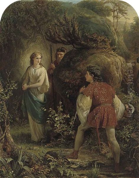 Prospero And Miranda Meeting Ferdinand Oil Painting by Alfred Fowler Patten