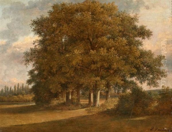 Paysage Aux Grands Arbres Dans Une Plaine Oil Painting by Alexandre Pau de Saint Martin