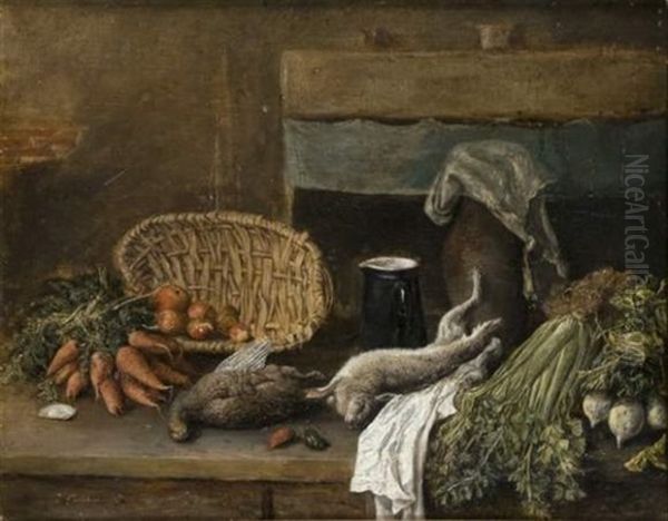 Nature Morte Au Gibier Et Legumes Oil Painting by Alexandre Pau de Saint Martin