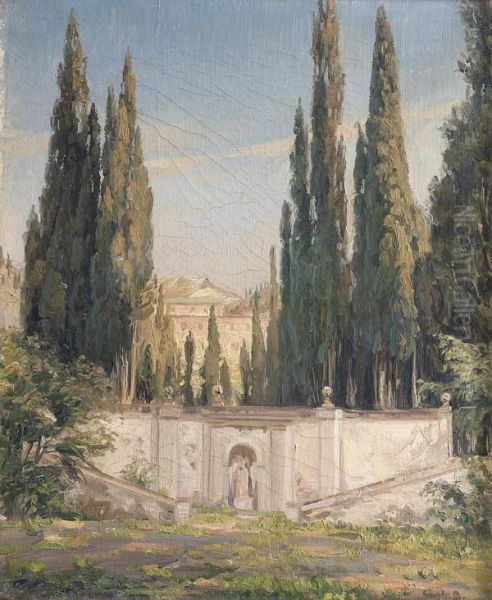 Vue De La Villa D'este Oil Painting by Gerhard Lichtenberg Blom