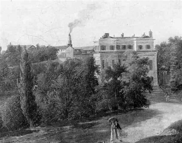 Couple De Promeneurs Dans Le Parc D'une Maison Bourgeoise Oil Painting by Alexandre Pau de Saint Martin