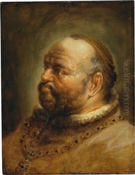 Portrait Of A Bearded Man Oil Painting by Christoph Paudiss