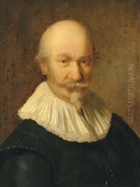 Portrait Of A Gentleman, Bust-length Oil Painting by Christoph Paudiss