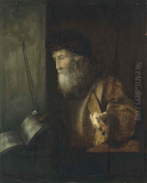 A Musician Oil Painting by Christoph Paudiss