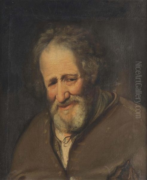 A Tronie Of An Old Man Laughing Oil Painting by Christoph Paudiss