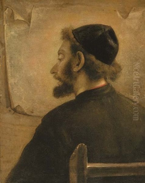 A Rabbinical Scholar Oil Painting by Christoph Paudiss