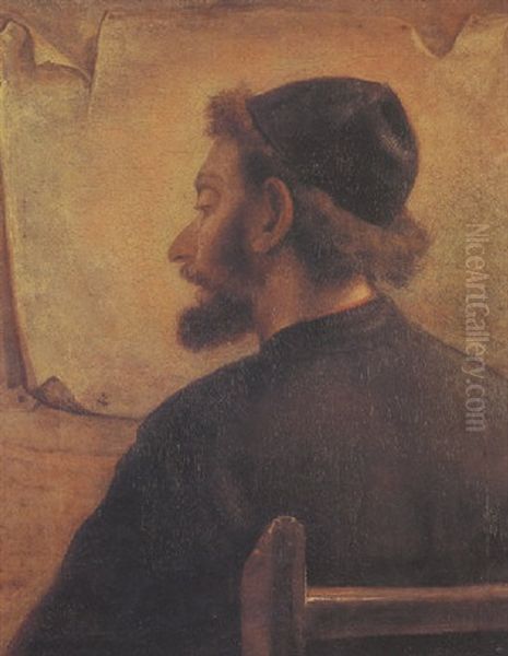 A Jewish Scholar Oil Painting by Christoph Paudiss