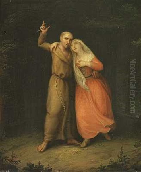 Abelard Og Eloise Oil Painting by Erik Pauelsen