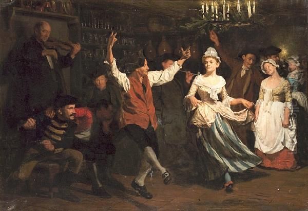 The Candlelight Dance Oil Painting by Gustav Vilhelm Blom