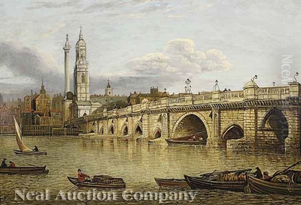 A View Of Old London Bridge And The Church Of St. Magnus, 1790 Oil Painting by John Dean (Sir) Paul