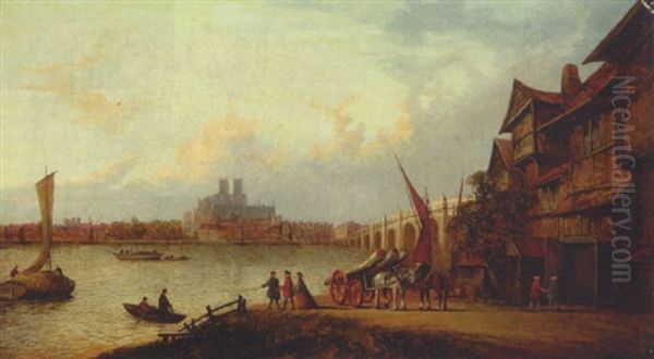 Themse Mit Westminister-bridge Oil Painting by John Dean (Sir) Paul