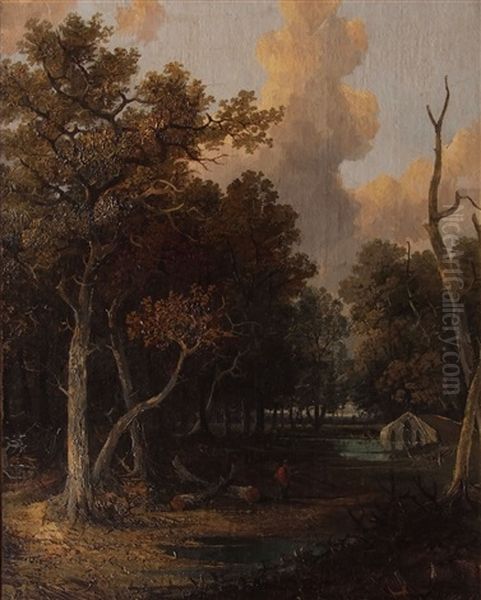 Wooded Landscape With Figure by Joseph Paul