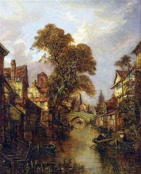 Norwich River Scene Oil Painting by Joseph Paul