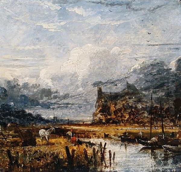 River Landscape (+ Another, Irgr; Pair) Oil Painting by Joseph Paul