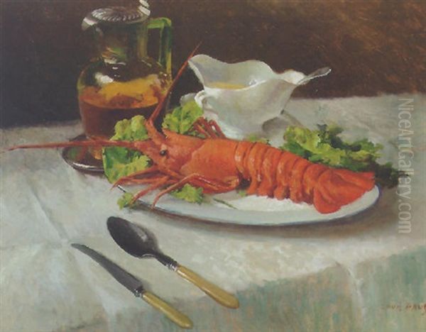 Still Life With Lobster Oil Painting by Louis August Albert Paul