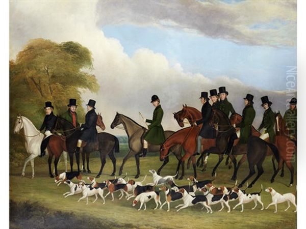 Members Of The Hopton Hunt Oil Painting by John Paul