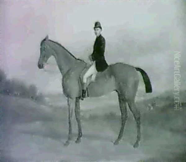 A Huntsman On A Bay Horse, A Hunt Beyond Oil Painting by John Paul