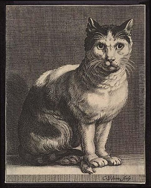 Cat With A Mouse Oil Painting by Cornelis Ii Blomaert