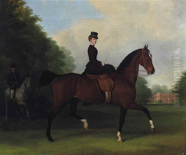 Mrs Harding Steward Sur Un Hunter Bai Oil Painting by John Paul