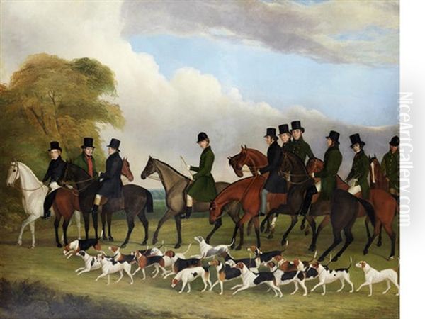 Members Of The Hopton Hunt Oil Painting by John Paul