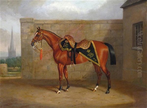 The Racehorse King Victor In The Livery Of The Queens Own 4th Hussars Oil Painting by John Paul